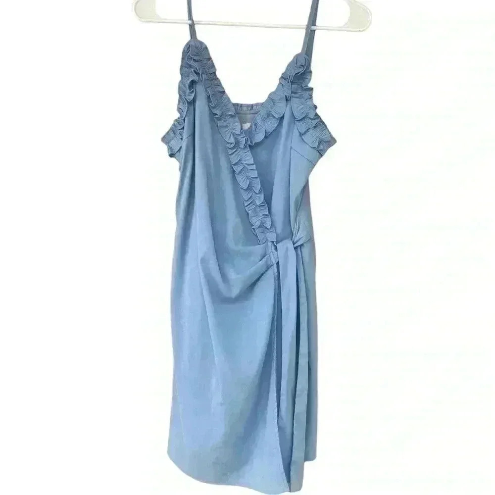 Lost + Wander Bella Ruffle Mini Dress In blue size M adjustable straps w/liner - Picture 6 of 12